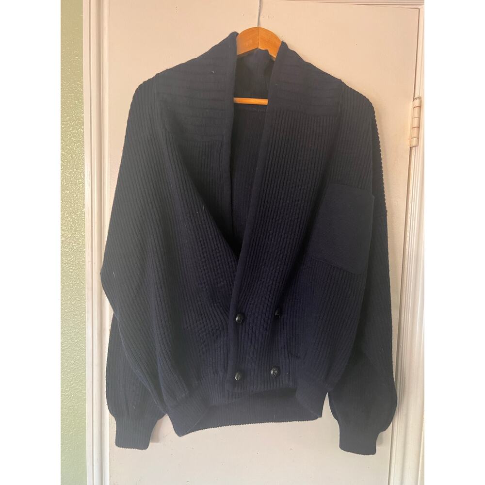 Portobellos VintageTwo-Button Knitted Sweate Blue Low Neck Long Sleeved - Picture 4 of 16
